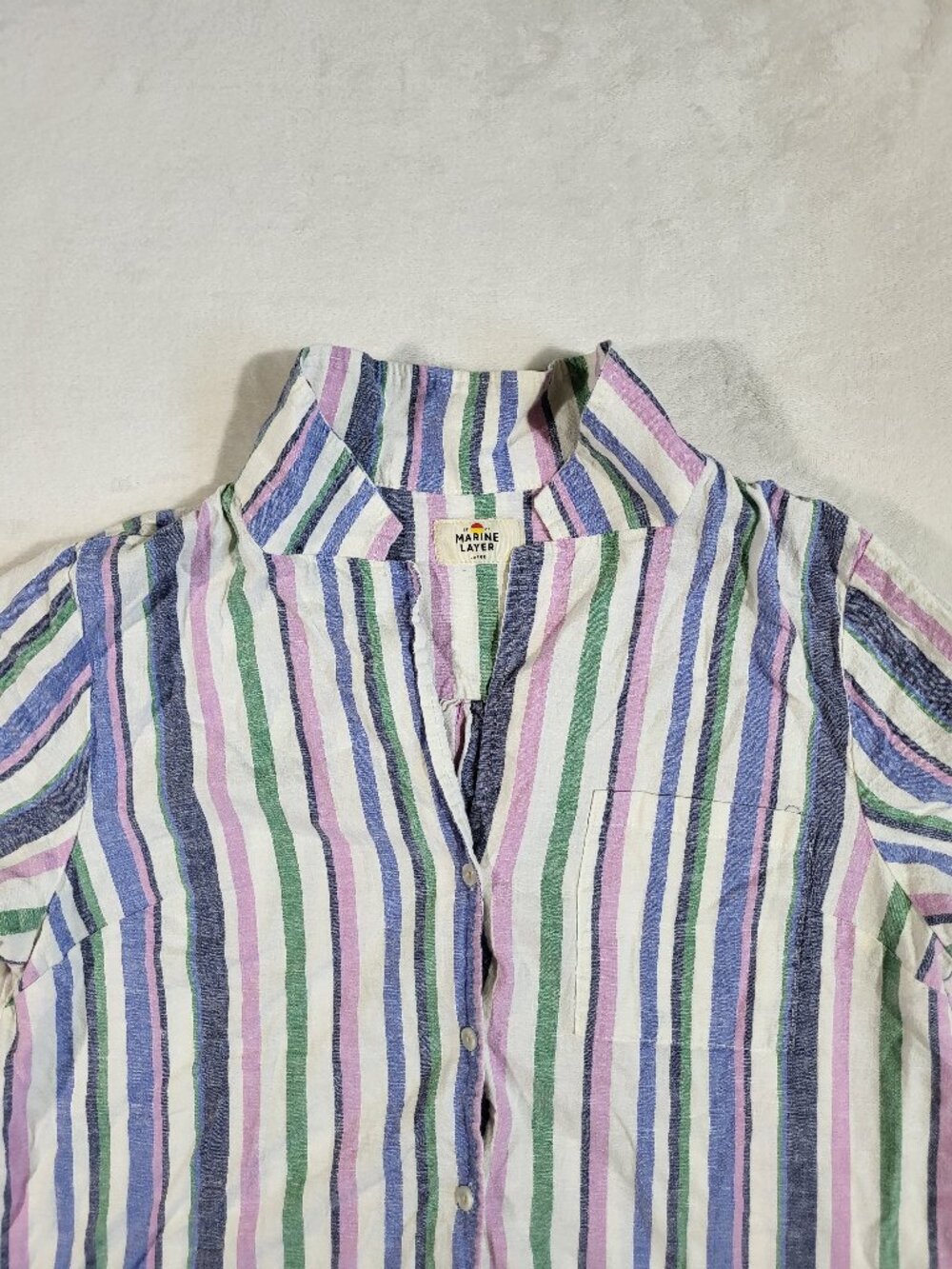 Marine Layer - Lucy SS Resort Shirt - Cool Stripes - Large - Picture 3 of 9